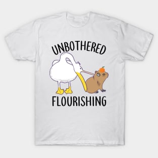 Unbothered Flourishing Capybara Pelican Funny Meme Cute Meme T-Shirt